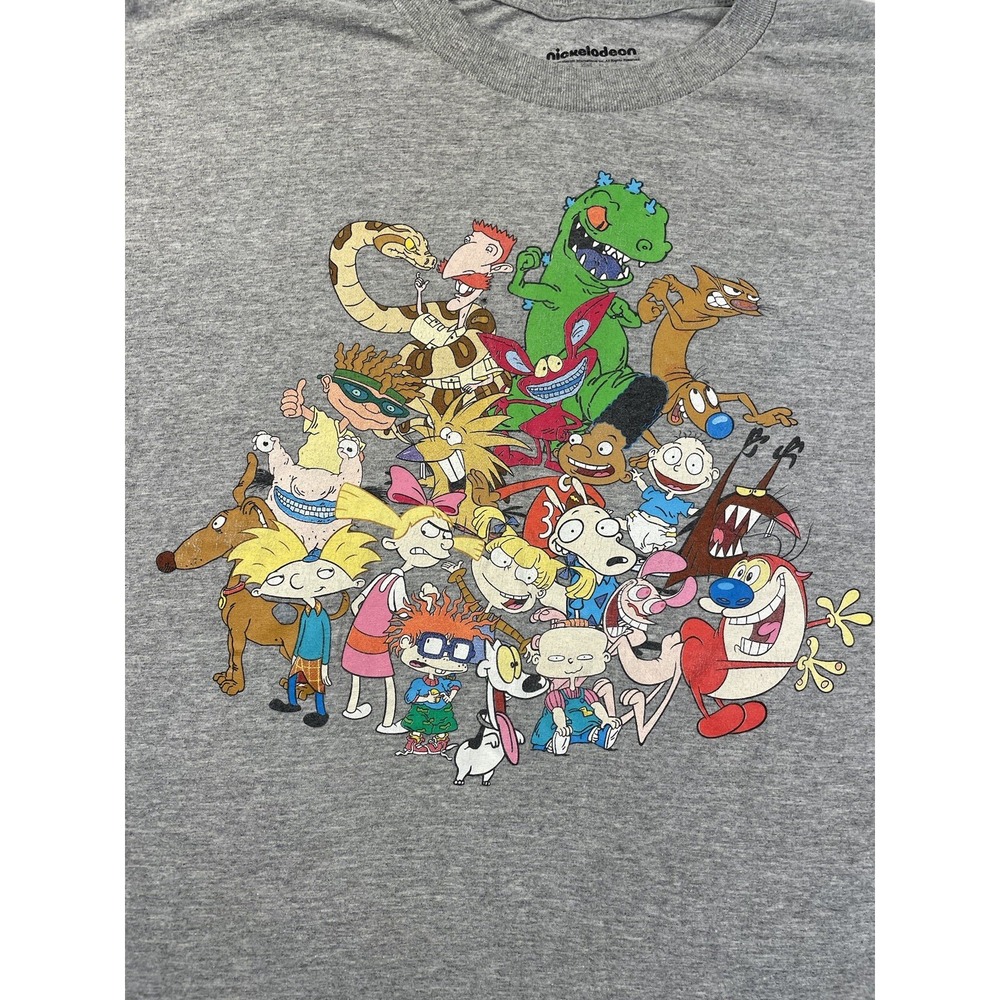 Nickelodeon Shirt Men's XL Gray Graphic Crew Neck Short Sleeve‎ Tshirt Rugrats